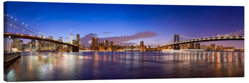 Leinwandbild New York City skyline Panorama bei Nacht, USA