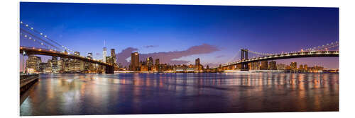 Hartschaumbild New York City skyline Panorama bei Nacht, USA