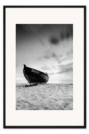 Gerahmter Kunstdruck Einsames Boot - Schwarz/Weiss | Rügen | Germany