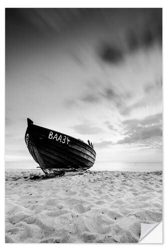 Selvklæbende plakat Lonely Boat - Black/White | Rügen | Germany