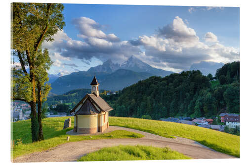 Acrylglasbild Berchtesgaden Kapelle am Lockstein im Abendlicht