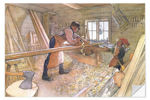 Muursticker Uncle Johan in the farm workshop
