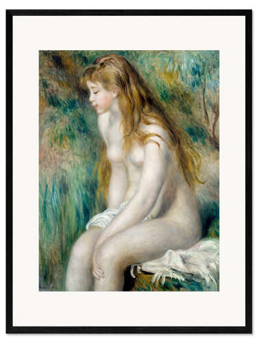 Framed art print bather with blonde hair
