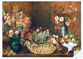 Vinilo para la pared still life with flowers and fruit 