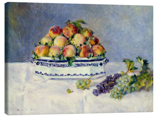 Tableau sur toile Nature morte aux pêches et aux raisins