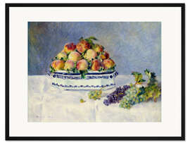 Gerahmter Kunstdruck Stillleben mit Pfirsichen und Trauben