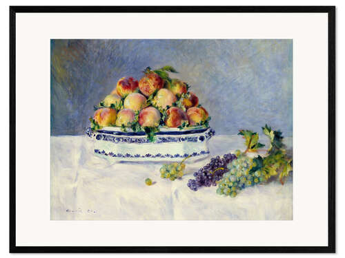 Framed art print Still life with peaches and grapes