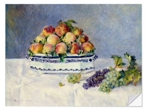 Selvklebende plakat Still life with peaches and grapes