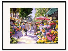 Gerahmter Kunstdruck Blumenmarkt in Barcelona
