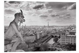 Foam board print Notre Dame Gargoyle overlooks Paris