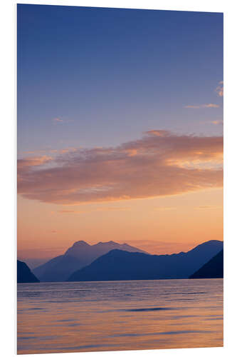 Foam board print Evening coast in Norway