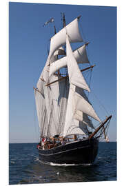 Stampa su PVC Black Sailing Ship at Sea