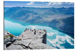 Aluminium print Cliff Preikestolen at Lysefjord