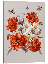 Aluminium print Poppies, Daisies and Cornflowers