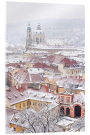 Akryylilasitaulu  winter roofs of Ledebursky palace and St. Nicolas church, Prague