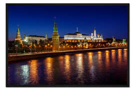 Gerahmter Kunstdruck Moskauer Kreml und Vodovzvodnaya Turm bei Nacht