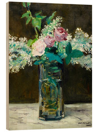 Obraz na drewnie Vase avec lilas blanc et rosés - Édouard Manet