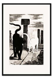 Gerahmter Kunstdruck Treffen von zwei Katzen