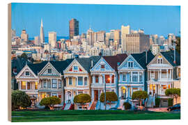 Wood print Painted Ladies, San Francisco