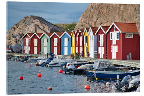 Akrylbillede Fishing huts in Smogen, Sweden