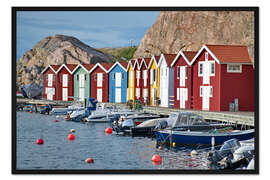 Gerahmter Kunstdruck Fischerhütten in Smogen, Schweden