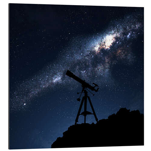 Tableau en aluminium Silhouette d'un télescope