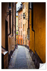 Selvklebende plakat Alley in Stockholm