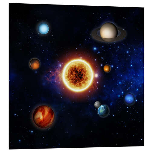 Foam board print Our sun and planets