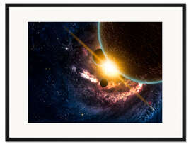 Gerahmter Kunstdruck Planeten im Weltraum