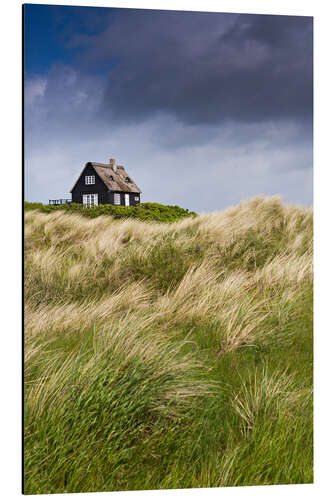 Aluminium print Cottage in the dunes during storm