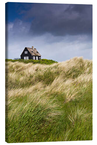 Canvas print Cottage in the dunes during storm