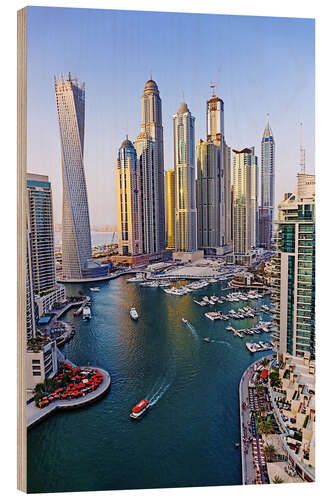 Tableau en bois Marina de Dubai vue du ciel 
