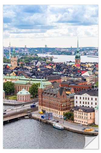 Selvklebende plakat Roofs of Stockholm