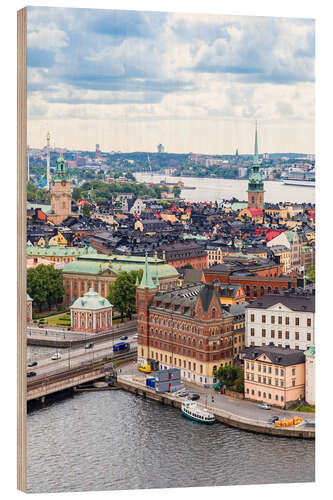 Wood print Roofs of Stockholm