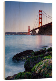 Hout print  Moss-covered rocks at the Golden Gate