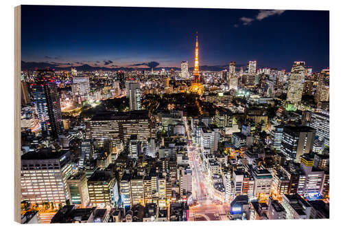 Quadro de madeira Tokyo by night