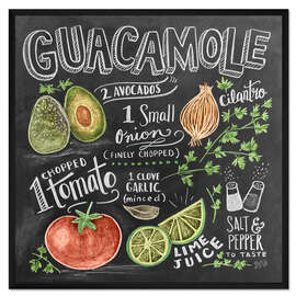 Gerahmter Kunstdruck Guacamole Rezept (englisch)