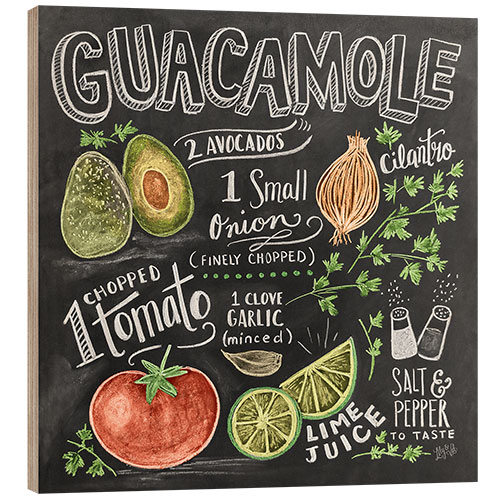 Stampa su legno Ricetta guacamole (inglese)