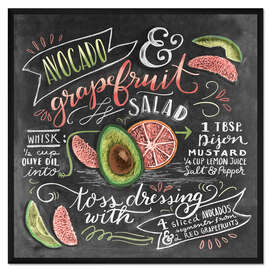 Gerahmter Kunstdruck Avocado-Grapefruit-Salat Rezept (Englisch)