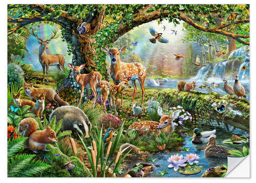 Selvklebende plakat Woodland creatures