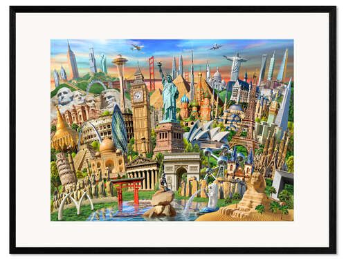 Impression artistique encadrée Collection de monuments