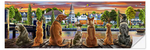 Selvklebende plakat Dogs on the Quay (Variant 1)