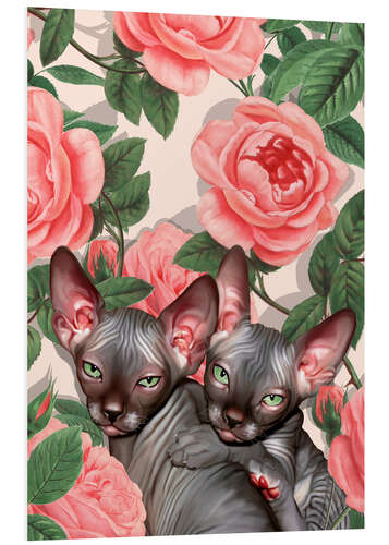 Print på skumplade Sphynx kitten with roses