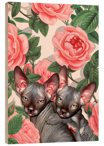 Puutaulu Sphynx kitten with roses