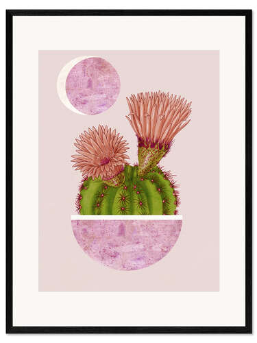 Ingelijste kunstdruk summer cactus