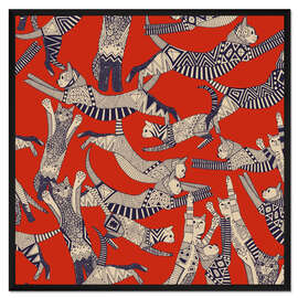 Gerahmter Kunstdruck Katzenparty