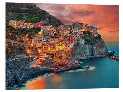 Hartschaumbild Manarola, Cinque Terre, Ligurien, Italien, Europa