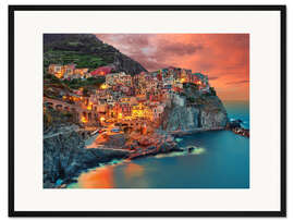 Gerahmter Kunstdruck Manarola, Cinque Terre, Ligurien, Italien, Europa