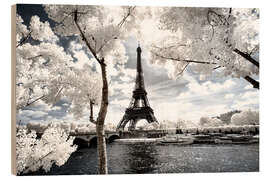 Wood print Infrared - Paris Eiffel Tower