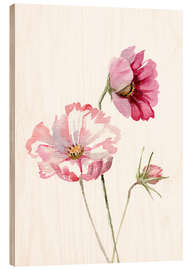 Hout print Cosmos flower